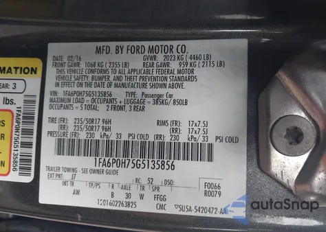 2016 Ford Fusion Se из США, поврежденный, VIN 1FA6P0H75G5135856